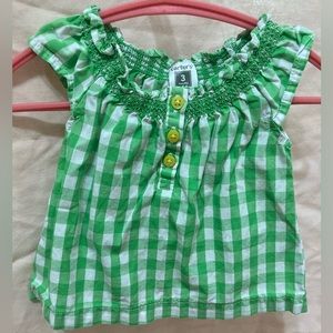 3 month green and white plaid shirt